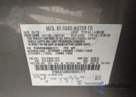 2013 Ford Flex Limited from USA, damaged, VIN 2FMGK5D8XDBD05771